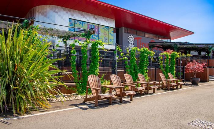 Outside the Tiny Rebel brewery and taproom.